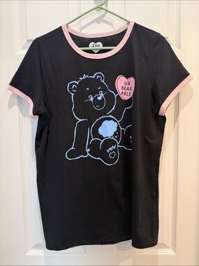 Care Bears Black Tee with Light Blue Bear and Pink Trim size 0